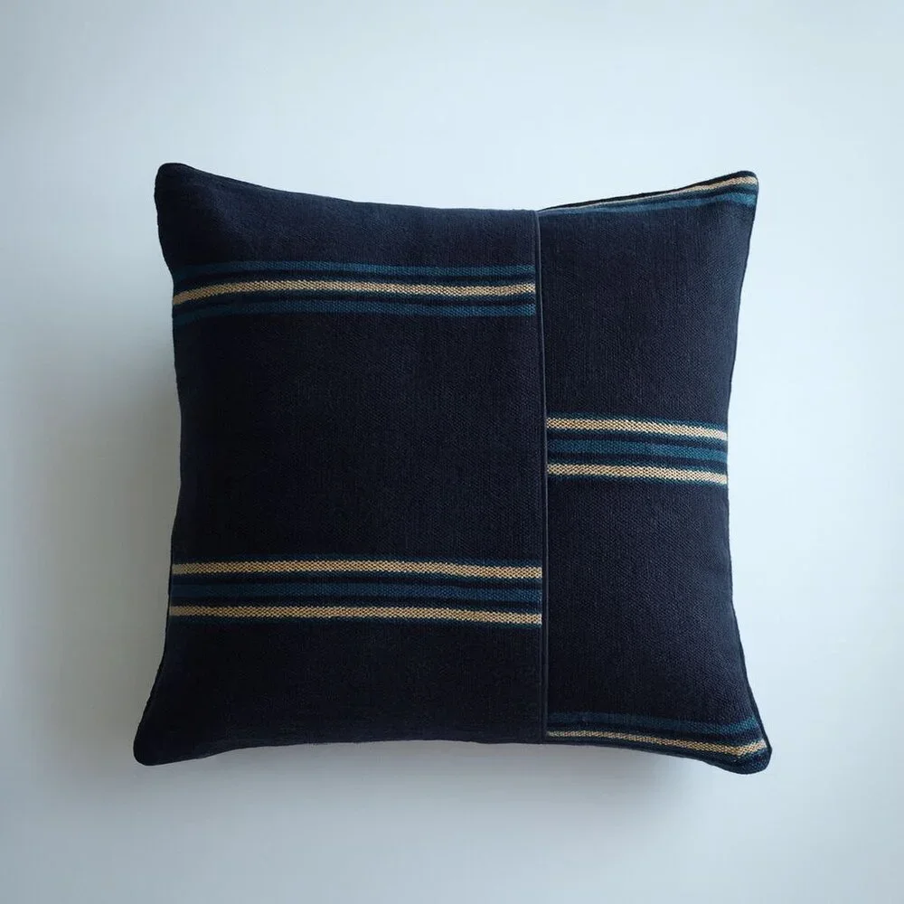 Ralph Lauren Home Mathers Throw Pillow Cover Blue Linen Zip Closure 22 x 22 Inch - Picture 1 of 16